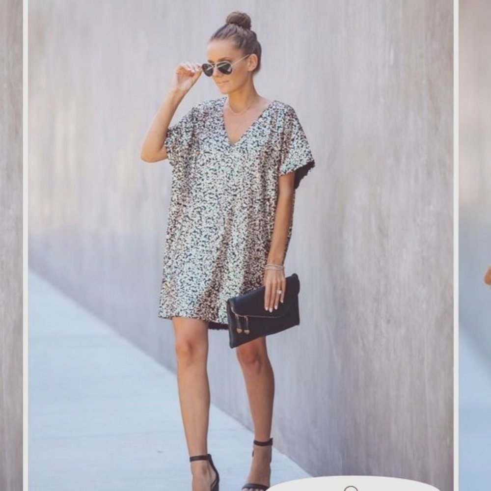 Sequin Gold Mini Shift / Tunic Dress VICI